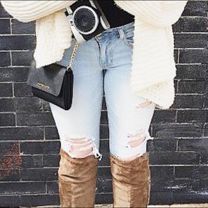 American Eagle skinny cut off ripped jeans